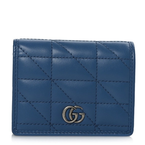 GUCCI
Calfskin Matelasse Aria GG Marmont Card Case Wallet Clear Blue - Picture 7 of 9